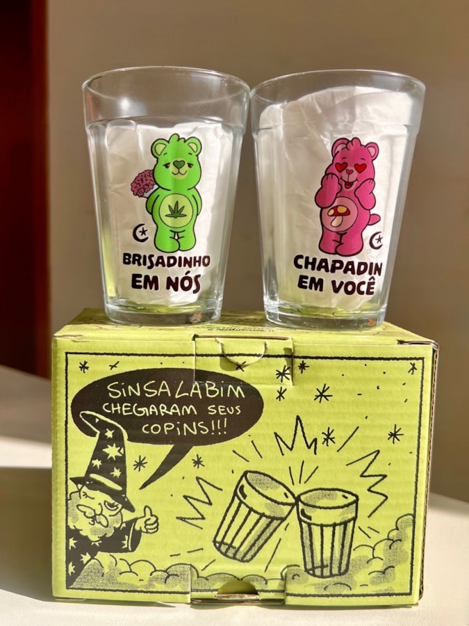 Kit 2 Copos Ursinhos Brisando - Vidro 190ml — imagem 2