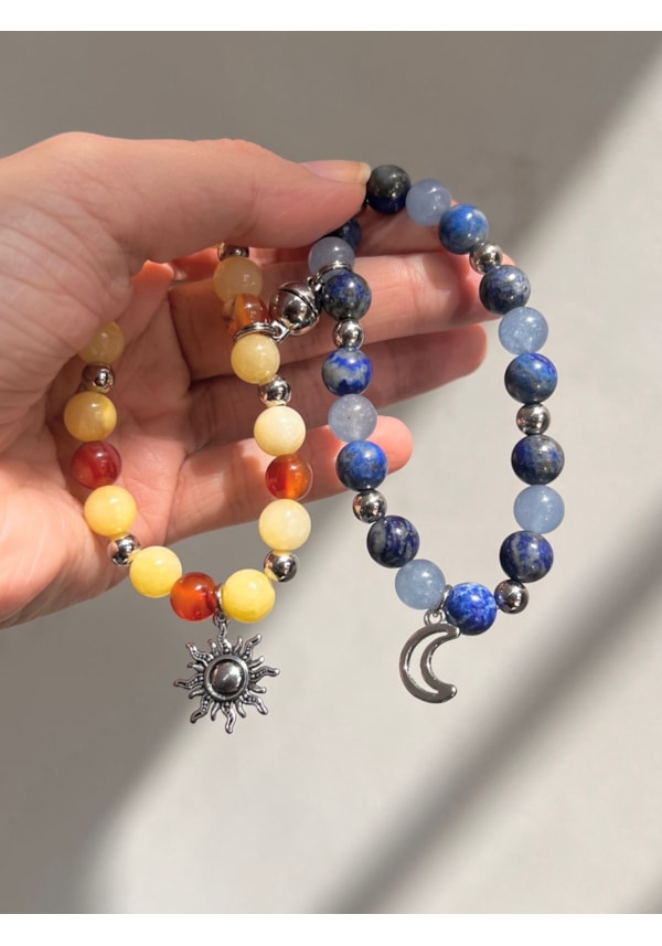 Kit 2 Pulseiras Sol e Lua - Imã