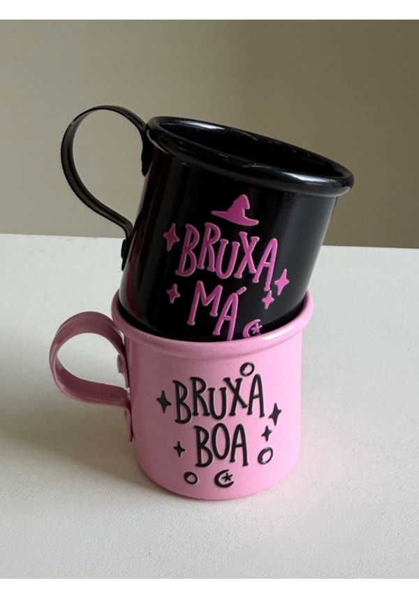 Kit 2 Xícaras Metal - Bruxa Boa e Bruxa Má