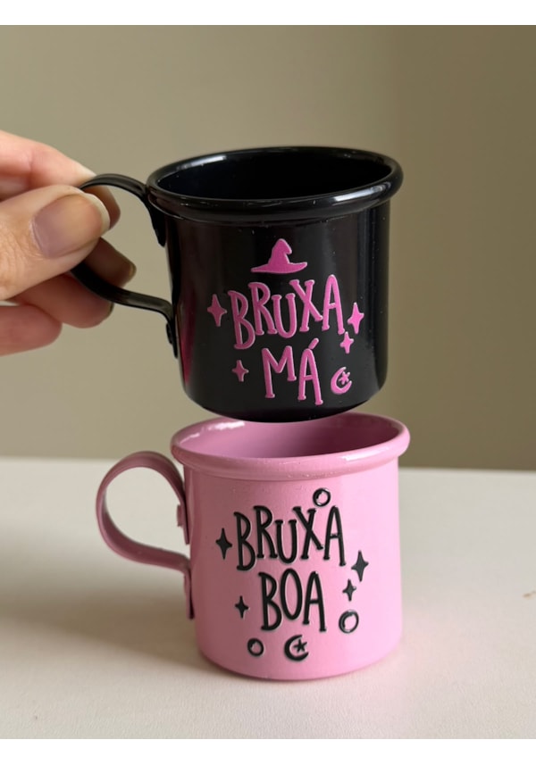 Kit 2 Xícaras Metal - Bruxa Boa e Bruxa Má