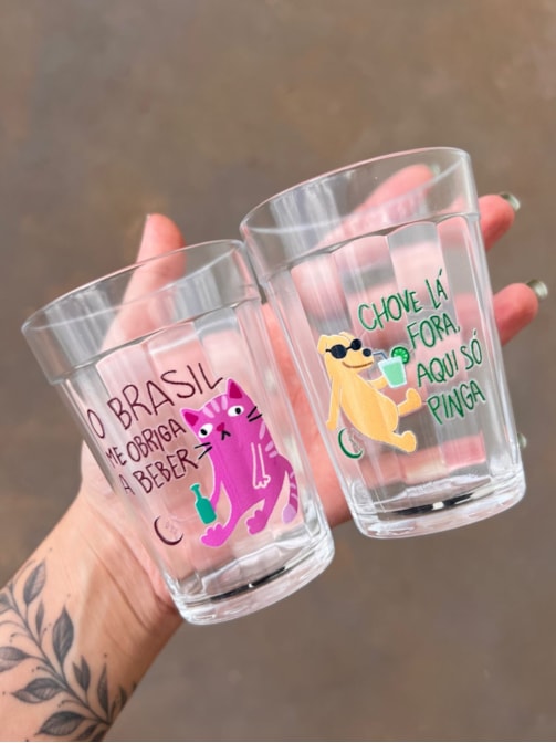 Kit 4 Copos Animais do Brasil - Vidro 190ml