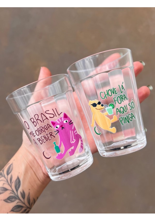 Kit 4 Copos Animais do Brasil - Vidro 190ml