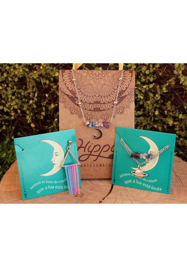 Kit Céu Lilás - Colar + Pulseira + Brinco