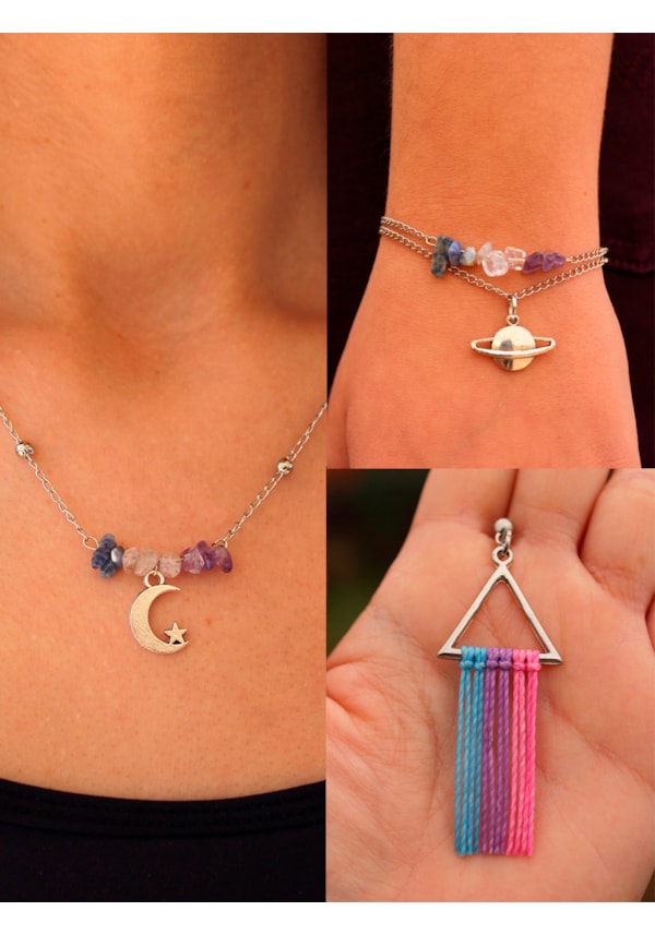 Kit Céu Lilás - Colar + Pulseira + Brinco