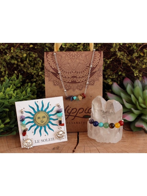 Kit Chakras - Colar + Pulseira + Brincos