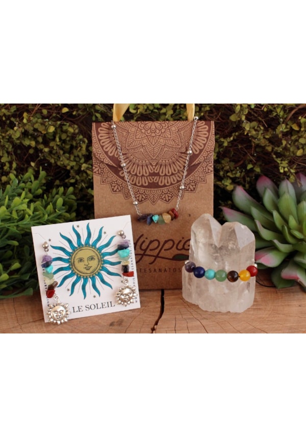 Kit Chakras - Colar + Pulseira + Brincos