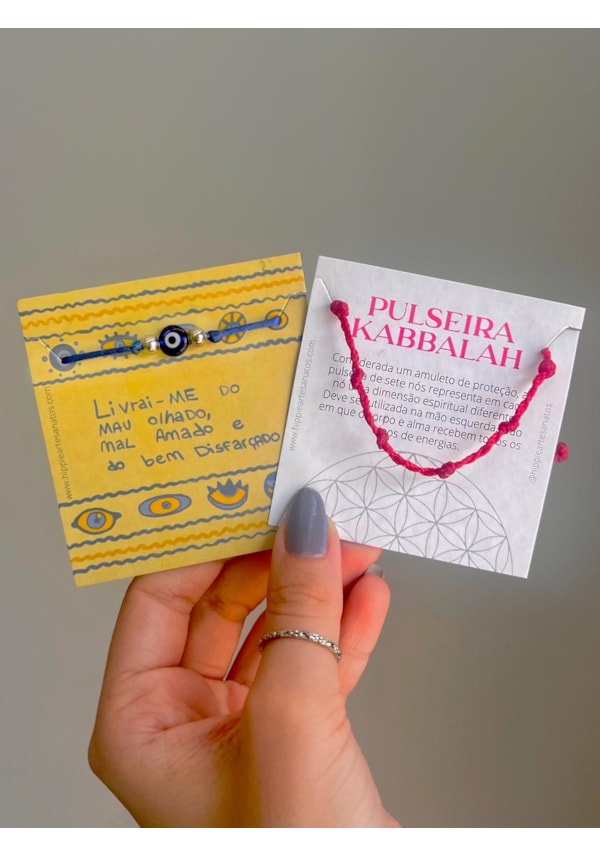 Kit com 2 Amuletos - Pulseira Kabbalah e Olho Grego