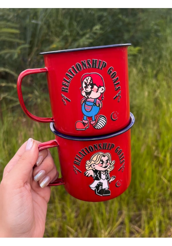 Kit com 2 Canecas 450ml Chucky e Tiffany - Vermelha