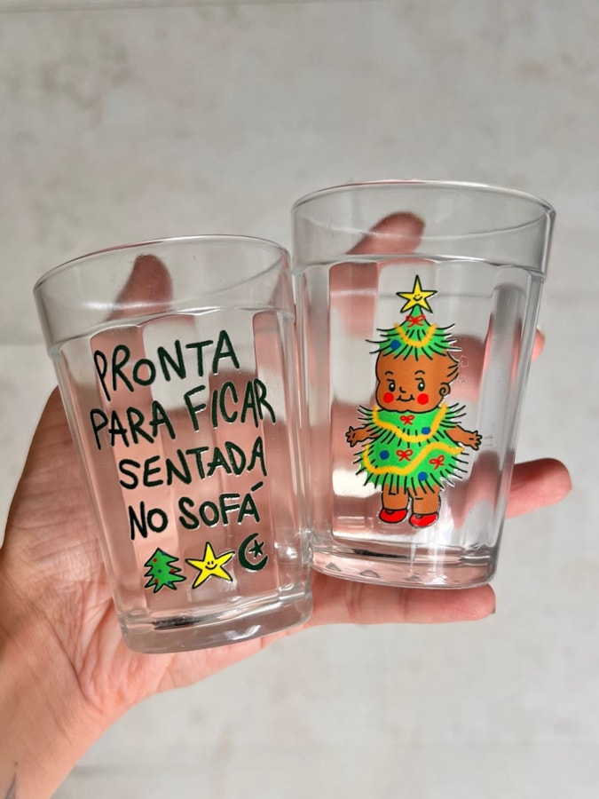 Kit com 2 copos Sentada na Sala Natal - Vidro 190ml — imagem 2