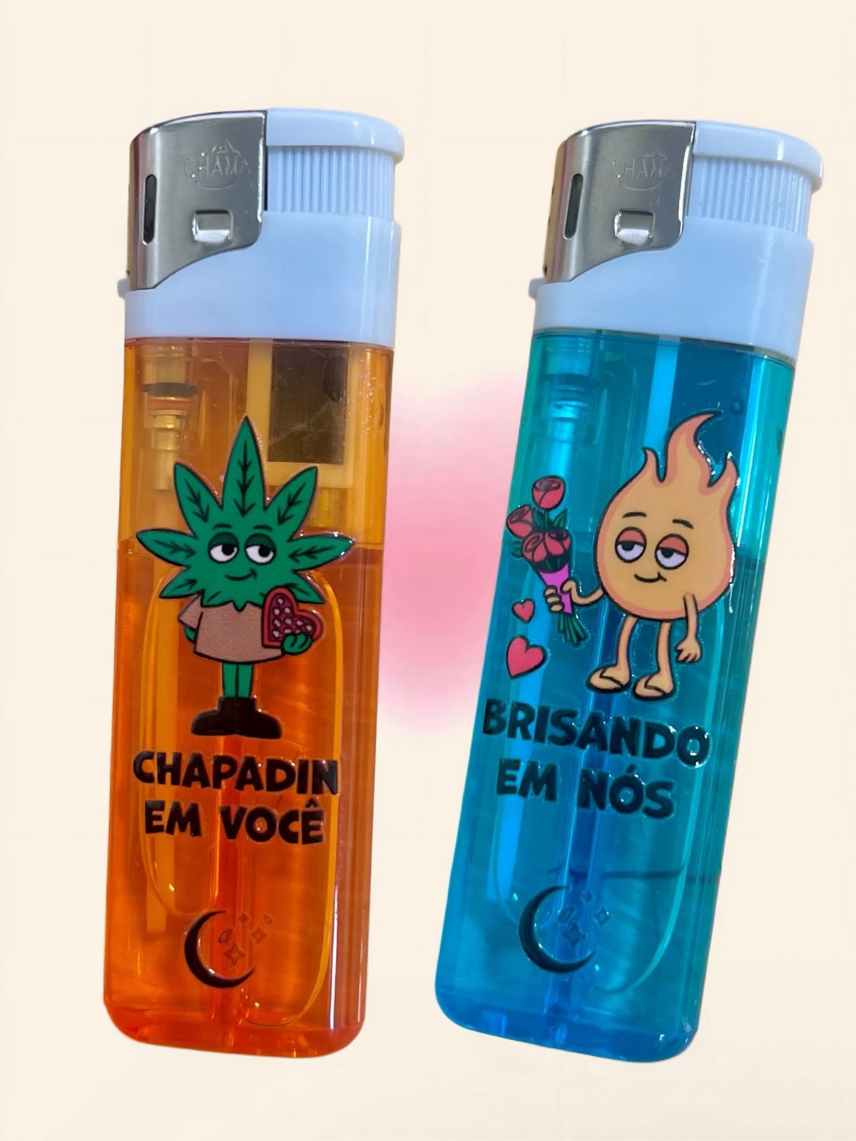 Kit com 2 Isqueiros - Chapadin em você, Brisando em Nós - Azul e Laranja — imagem 2