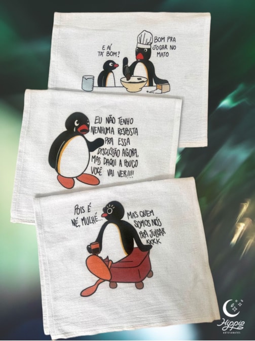 Kit com 3 Panos de Prato - Pingu