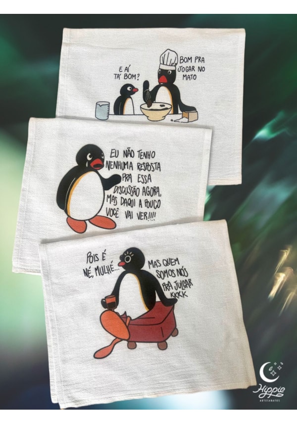 Kit com 3 Panos de Prato - Pingu