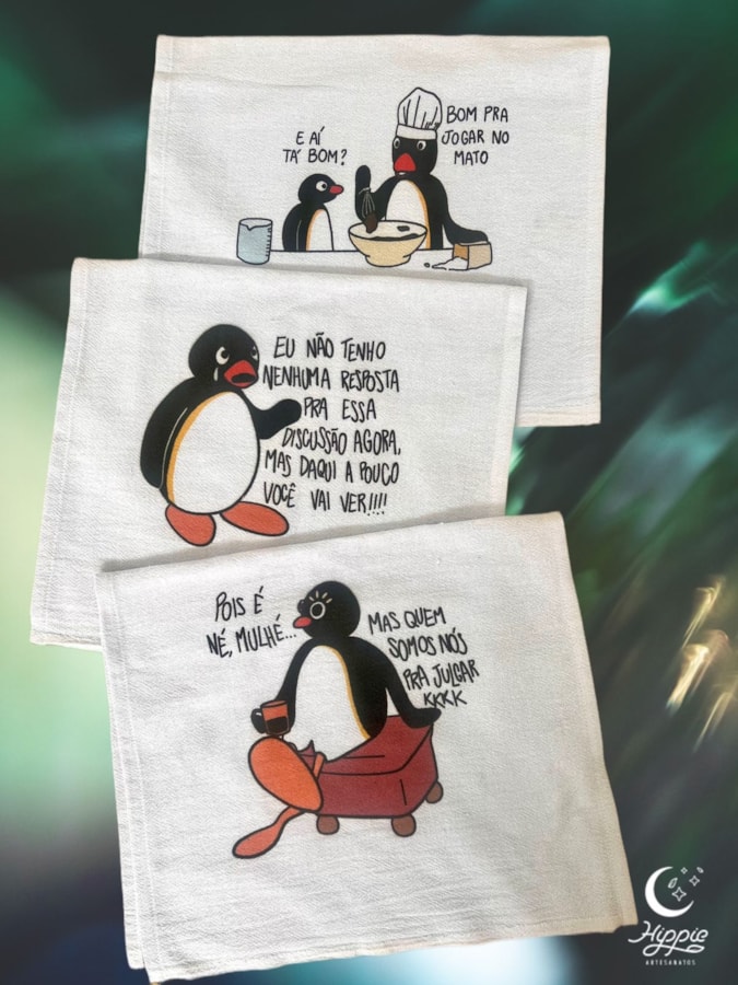 Kit com 3 Panos de Prato - Pingu — imagem 1
