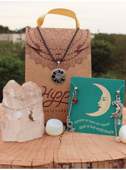 Kit Energia Lunar - Colar + Pulseira + Brincos