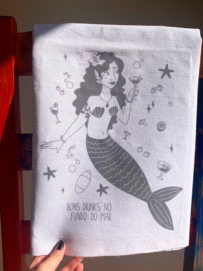 Pano de Prato - Bons Drinks de Sereia — imagem 1