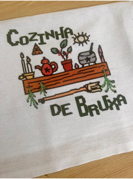 Pano de Prato Quem Cozinha é o Fogo - HIPPIE ARTESANATOS