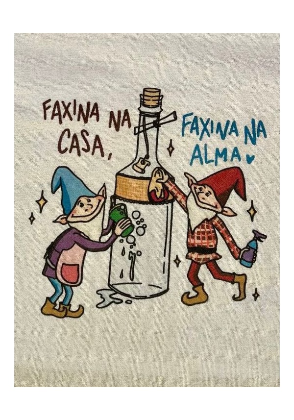 Pano de Prato - Duendes Faxinando