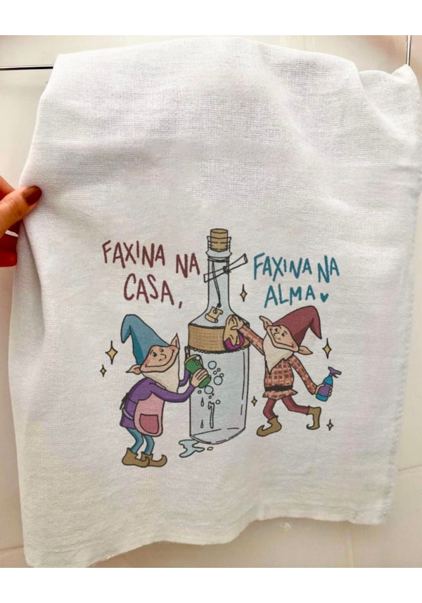 Pano de Prato - Duendes Faxinando