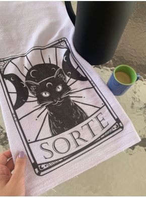 Pano de Prato - Gato Preto dá Sorte