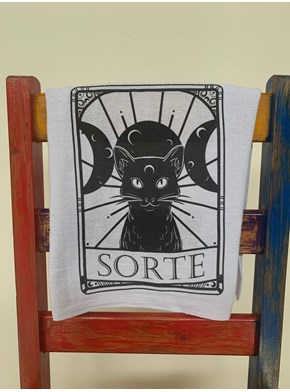 Pano de Prato - Gato Preto dá Sorte