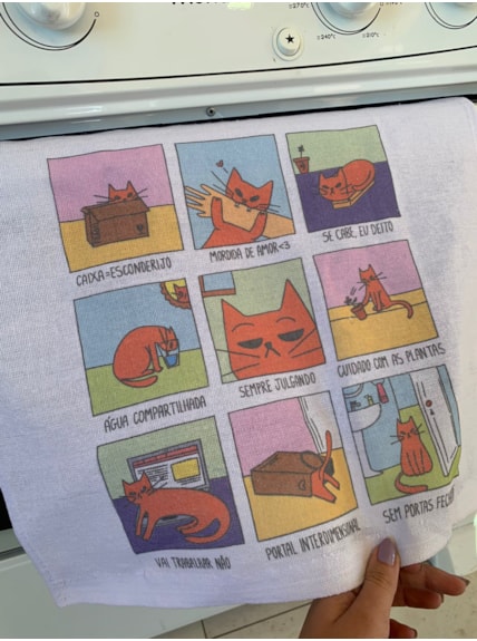 Pano de Prato - Mâe de Gato sabe Brincar