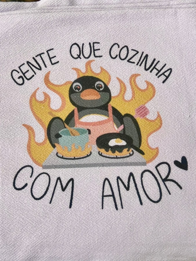 Pano de Prato - Pingu que cozinha com amor — imagem 2