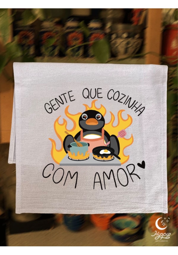 Pano de Prato - Pingu que cozinha com amor