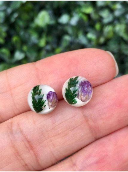 Par de Brincos Esfera Flor Lavanda