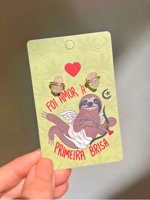 Par de Brincos Foi Amor - Quartzo Rosa