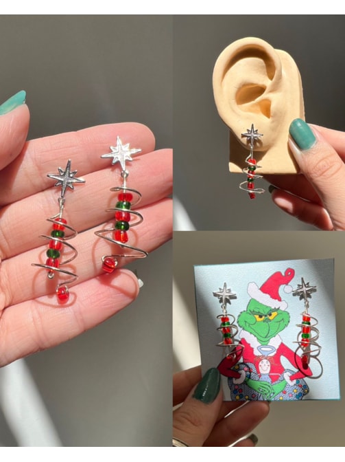 Par de Brincos Grinch de Natal