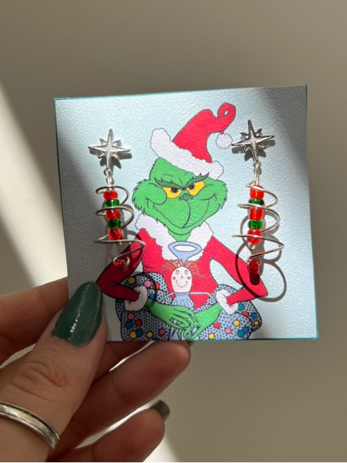 Par de Brincos Grinch de Natal