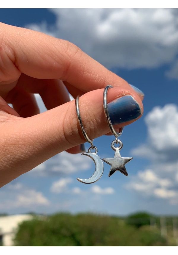 Par de Brincos Lua e Estrela
