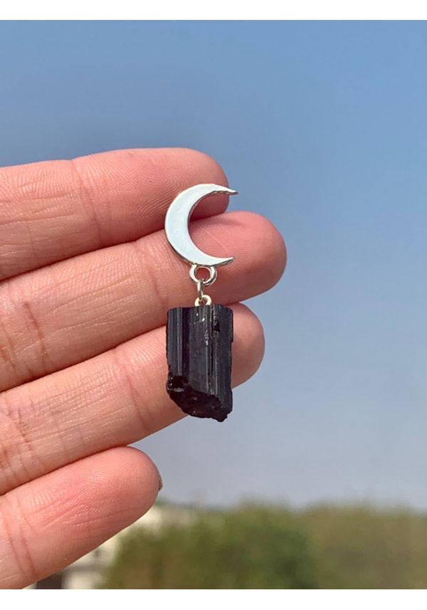 Par de Brincos Lua Wicca com Turmalina