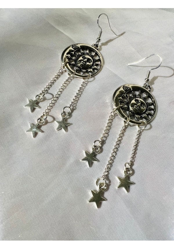 Par de Brincos Luna Prateada