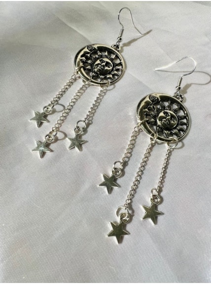 Par de Brincos Luna Prateada