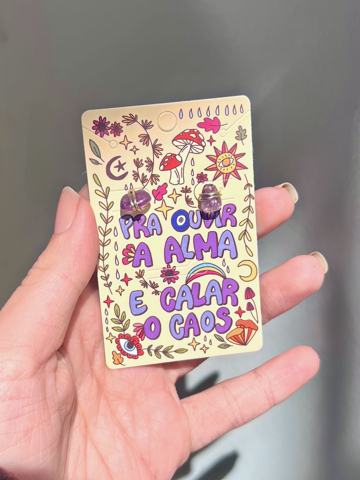 Par de Brincos Ouvir a Alma - Ametista — imagem 3