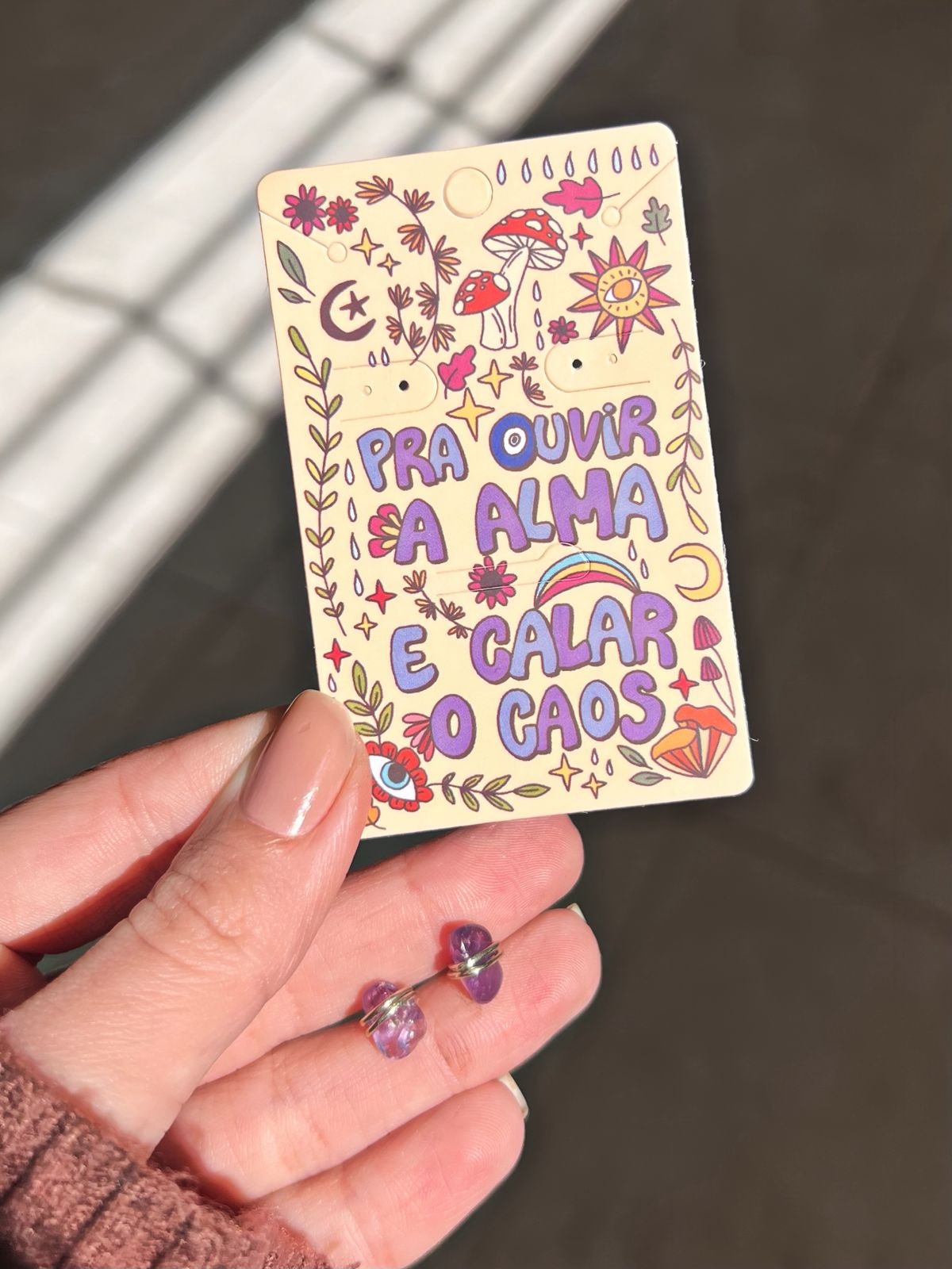 Par de Brincos Ouvir a Alma - Ametista — imagem 1