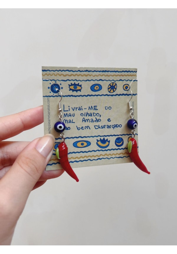Par de Brincos Pimenta e Olho Grego
