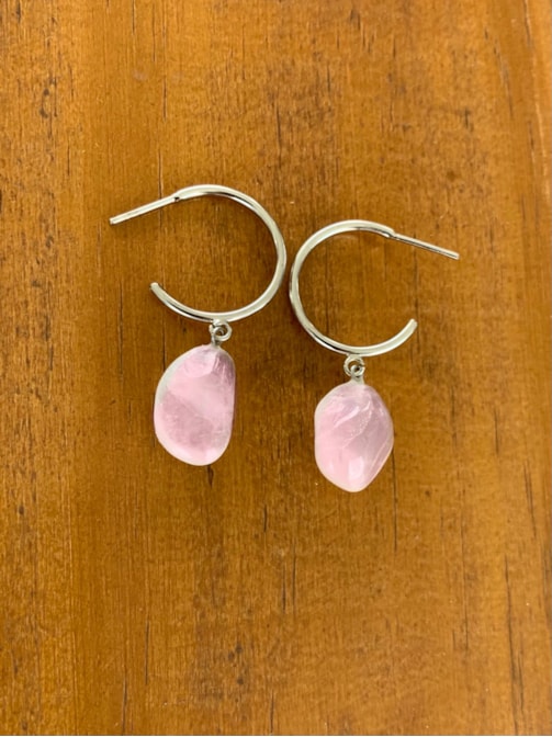 Par de Brincos Quartzo Rosa