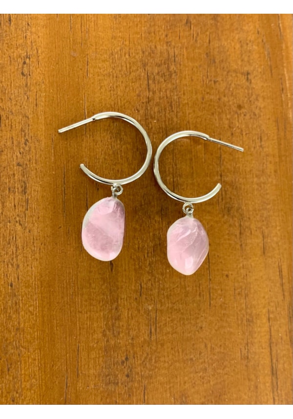 Par de Brincos Quartzo Rosa