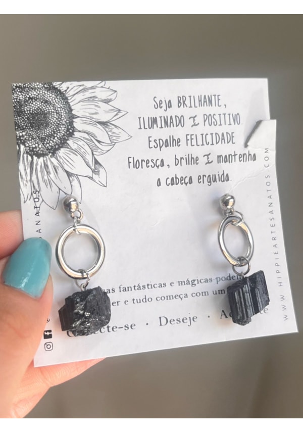 Par de Brincos Turmalina e Círculo