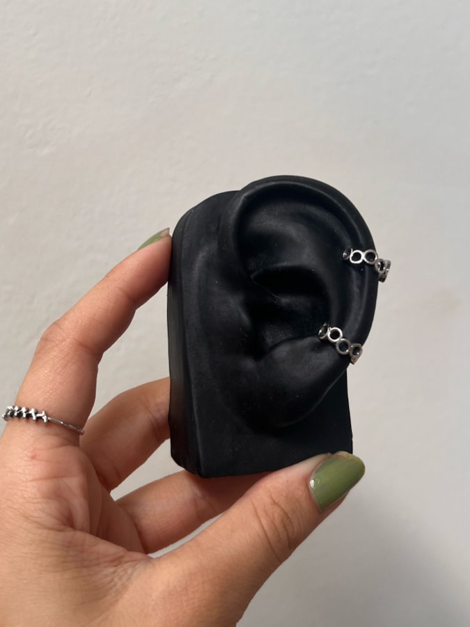 Par de Piercing de Pressão - Círculos - Aço Inox — imagem 1