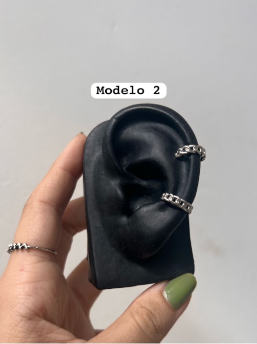 Par de Piercing de Pressão - Correntes - Aço Inox