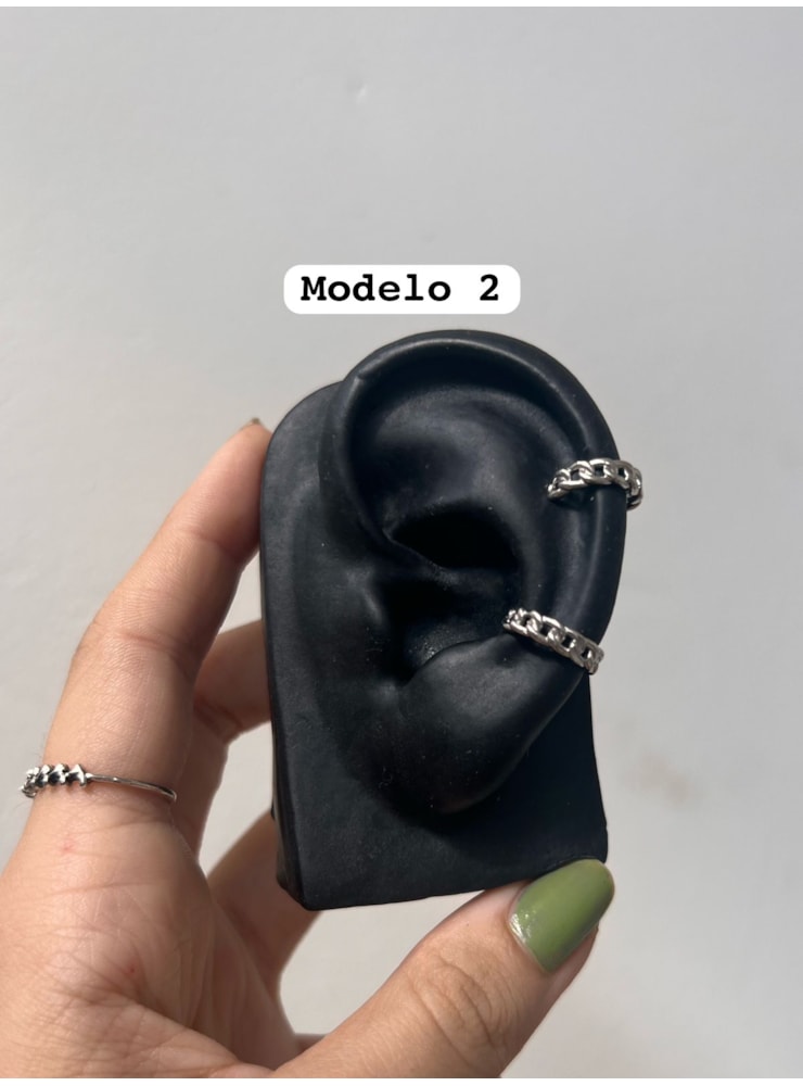 Par de Piercing de Pressão - Correntes - Aço Inox — imagem 2