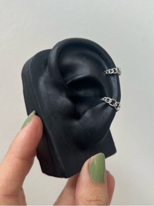 Par de Piercing de Pressão - Correntes - Aço Inox