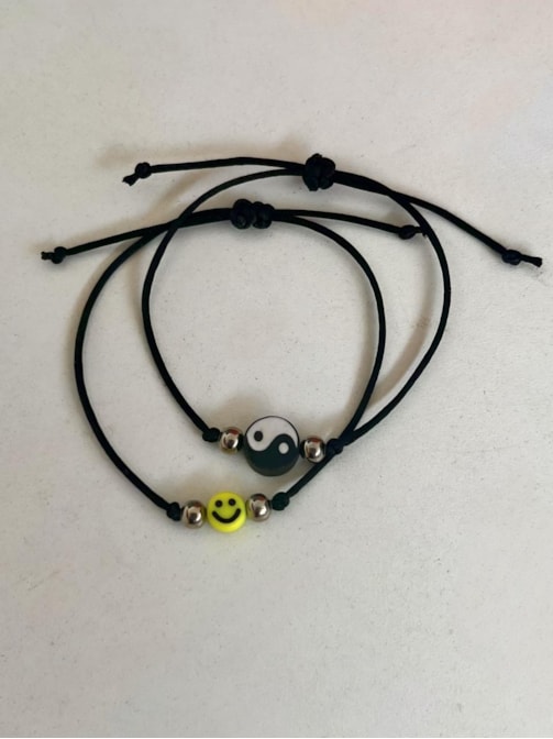 Par de Pulseiras Hippie - Yin Yang e Smile