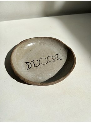 Porta Joias Fase da Lua Cinza 10,5cm - Cerâmica
