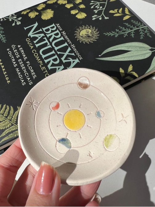 Porta Joias Sistema Solar Branco 8cm - Cerâmica