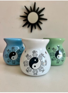 Porta Vela Cerâmica Yin Yang