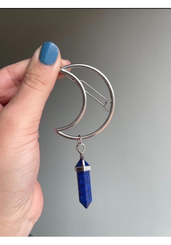 Presilha Lua com Ponta Pedra Lapis lazuli